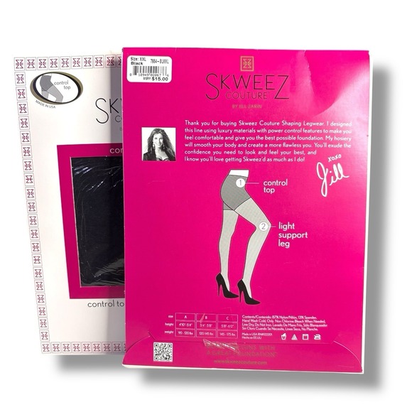 2 PACK SKWEEZ COUTURE CONTROL TOP TIGHTS PANTYHOSE‎ SHEER BLACK SIZE XXL - Picture 2 of 4